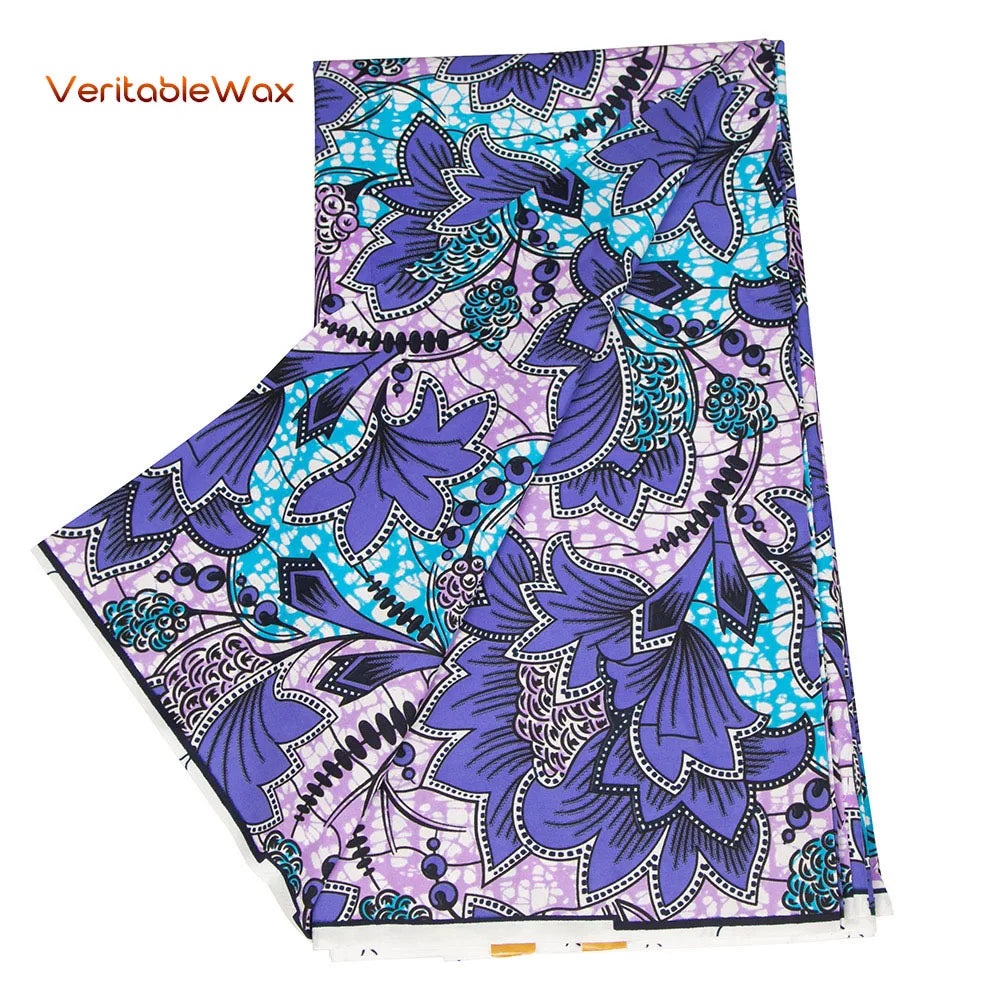 2024 Veritablewax African Dashiki Fabric Real Wax Patchwork Sewing Dress Craft Cloth Polyester High Quality Tissu N-33