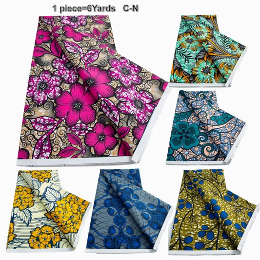 2024 Newest Nigerian Ankara African Polyester Material Wax Fabric DIY Print Sewing Tissu Textile Material For Women Dresses