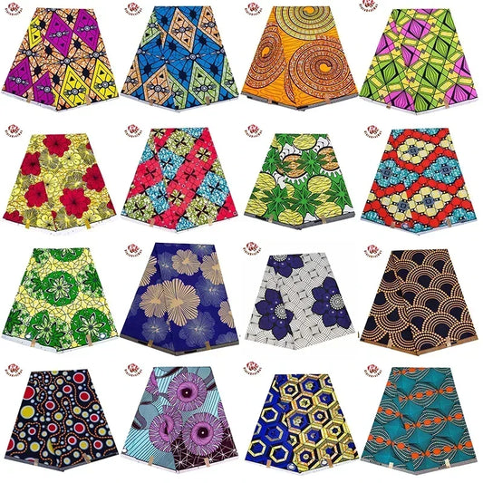 Bintarealwax Wholesale Africa Farbic 2025 Ankara Polyester Sewing Fabric Light Color Material for Women Party Dress FP6390