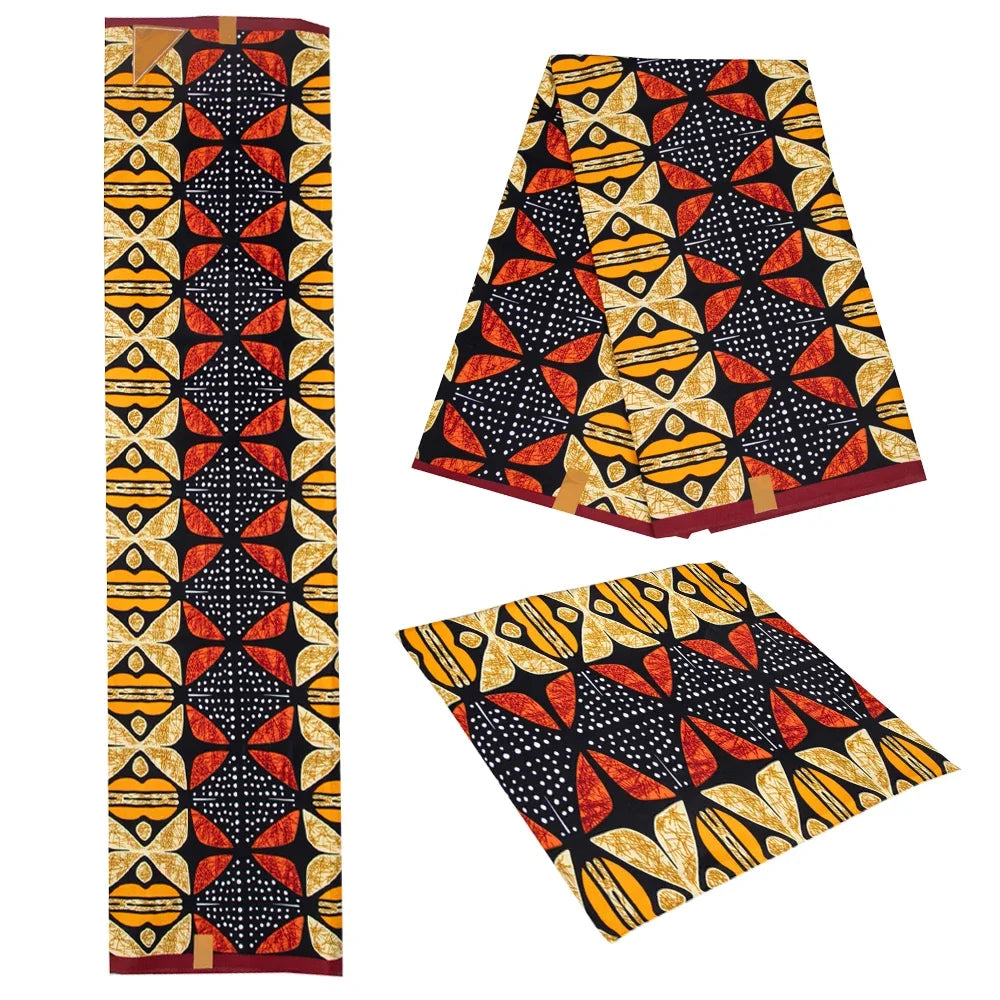 Veritablewax Fan Pattern African Fabric By the Yard Polyester Material For Handsewing High Quality Cloth for Party Dress A-27