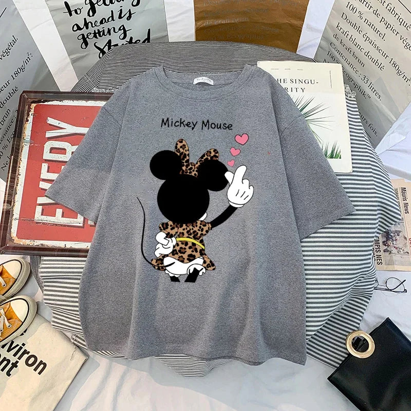 Kawaii Womens T-shirts Mickey Anime Blouses Y2k Clothing Graphic T Shirts Clothes Harajuku Oversized T Shirt Tops Harajuku