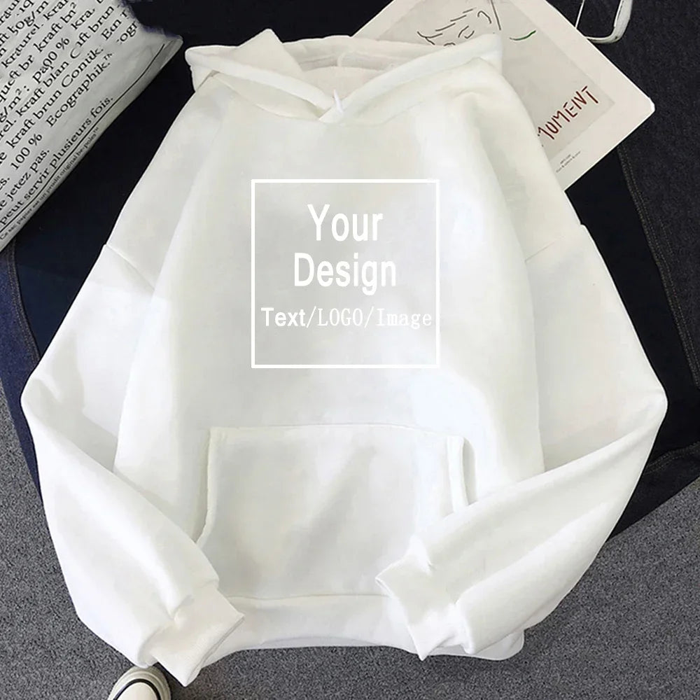 DIY Your Design Text/LOGO/Image Women Casual Hoody Streetwear Oversized Sweatshirt Couple Clothes Sudaderas Para Mujer Pullovers