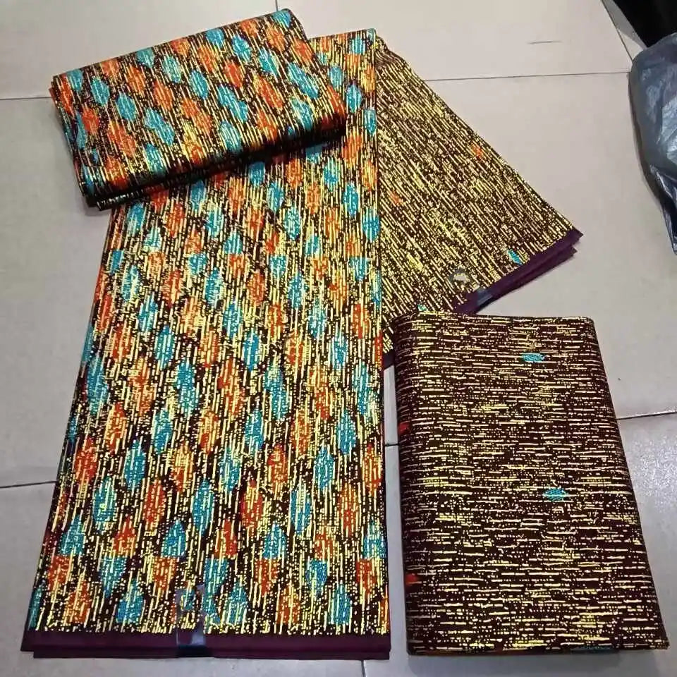 Real Ankara Wax Lace fabric 2024 High Quality 100% Cotton 6 Yards Nigerian Gold Prints Fabric Ghana Style for Women Party Dress