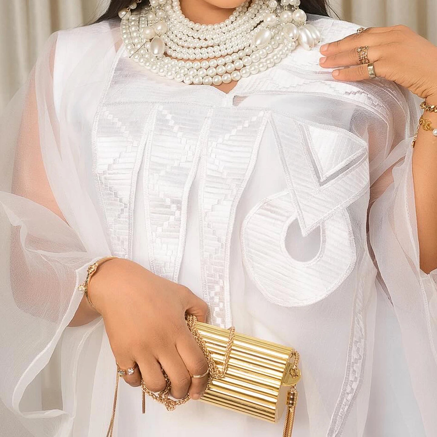 African Attire For Women White Abaya Embroidery Plus Size Elegant Party Church Dress