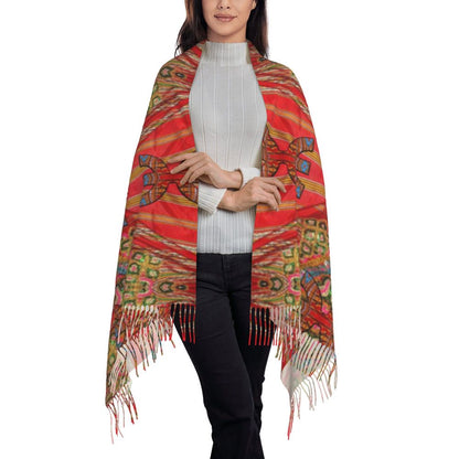 Amazigh Berber Kabyle Jewelry Scarf Wrap Women Long Winter Fall Warm Tassel Shawl Unisex Africa Ethnic Style Scarves