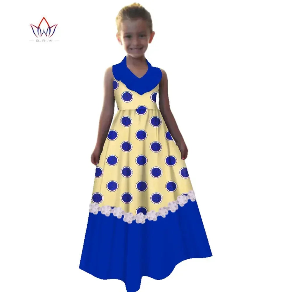 New Summer Africa Children Dress Dashiki European Root Yarn Cute Girls Dresses Sweet African Traditional Clothing WYT245