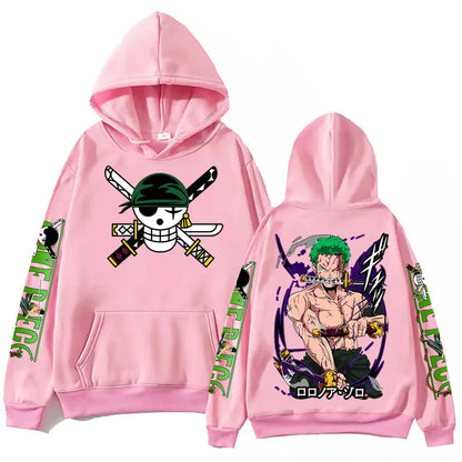 Anime One-Piece Zoro Hoodie Harajuku Hip Hop Pullover Tops Fans Gift