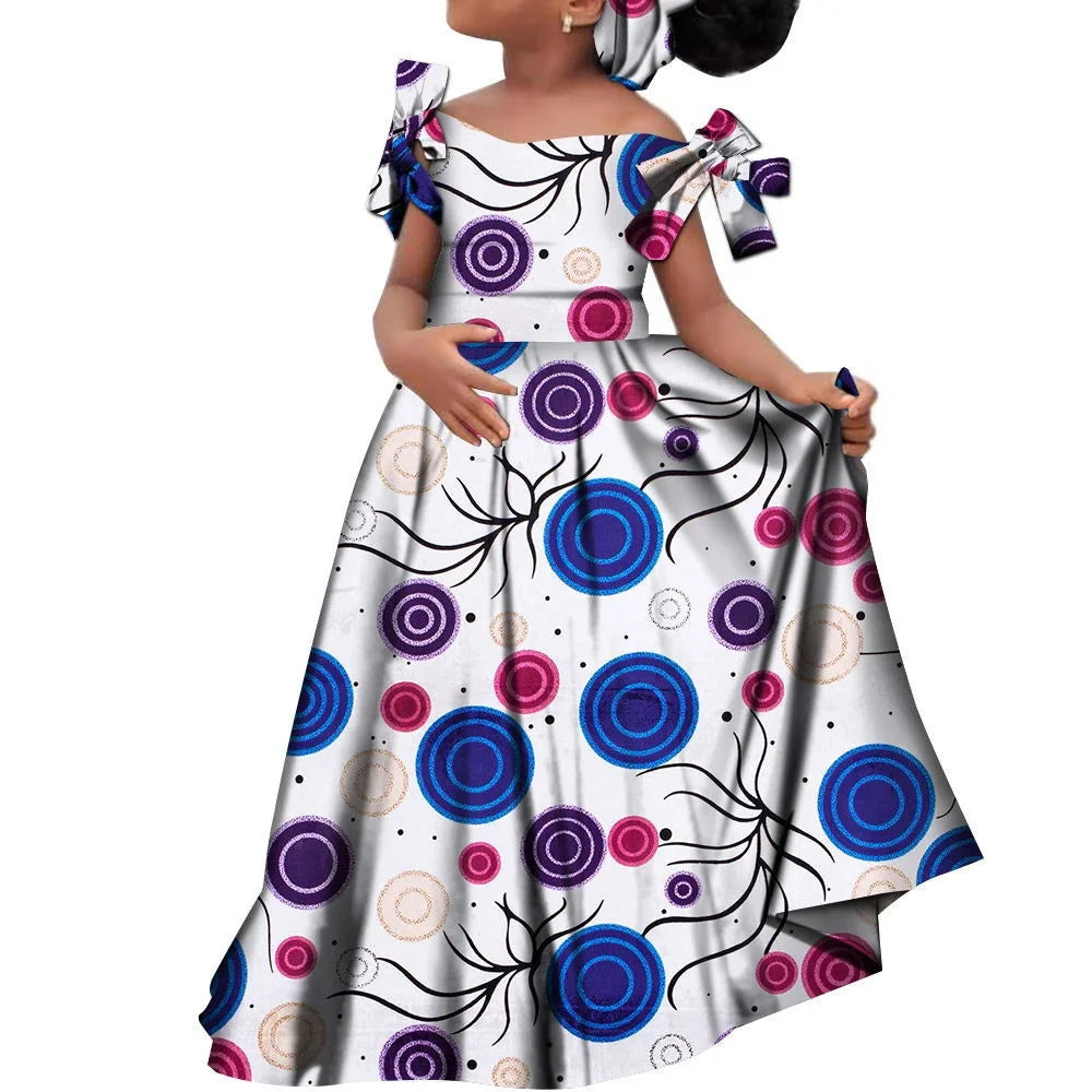 Fashion Women Ankara Dresses Flash Neck Puff Sleeve Long Dress African Girl Dress Robe Africaine Femme Evening Mermaid Dress