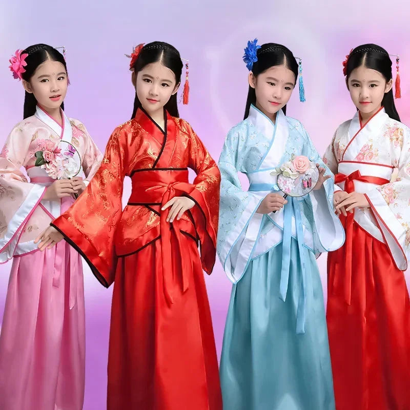 Ancient Costume Dance Girl Set Performance Show Child Clothing Cosplay Princess Chinese Traditional Dress for Girls Hanfu Dress