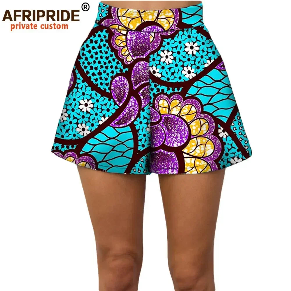 2024 Summer Women Beach Shorts Private Custom Casual Short Pants 100% Cotton Batik Print Pattern African Shorts A722108