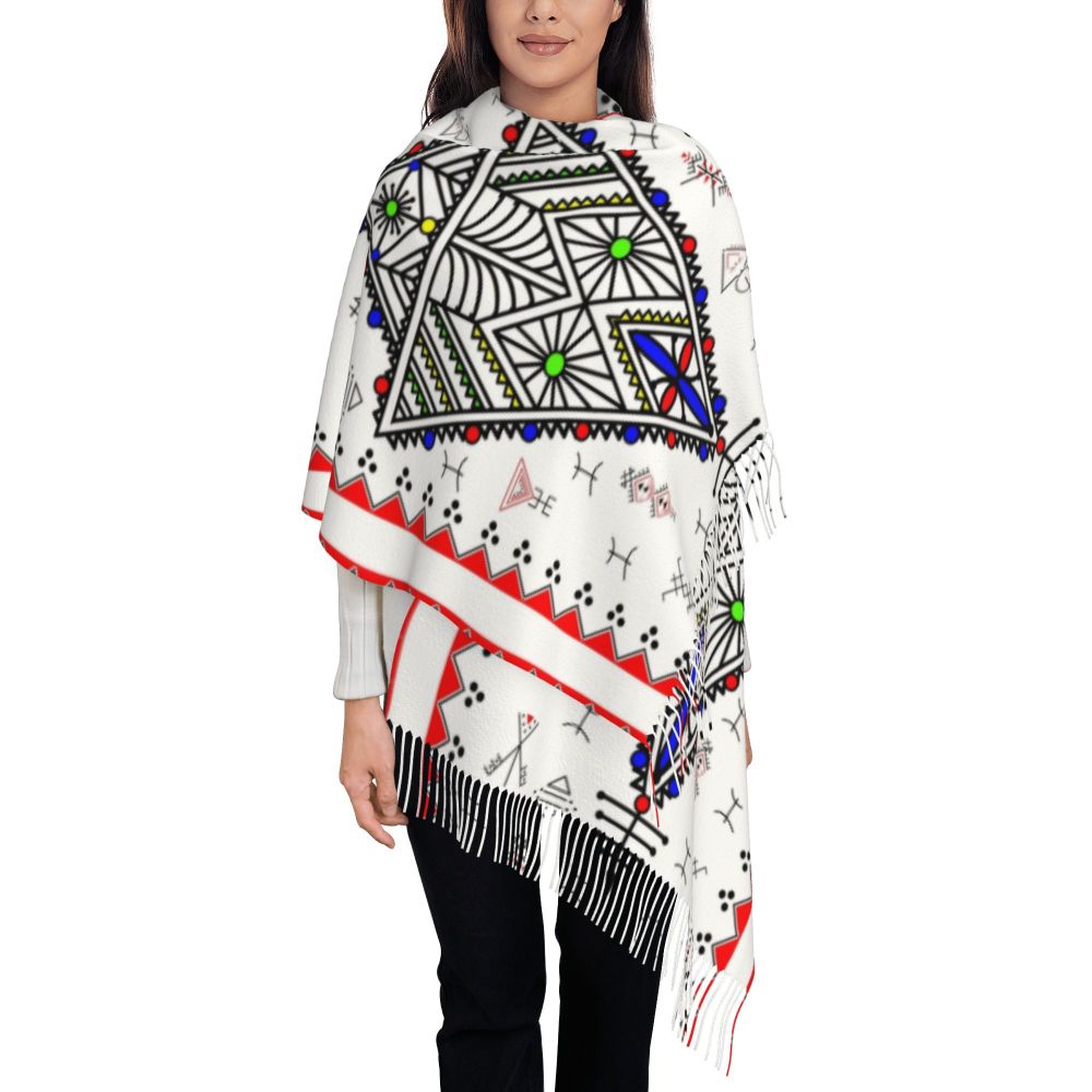 Amazigh Foutha Kabyle Scarf Wrap Women Long Winter Warm Tassel Shawl Unisex Mediterranean Geometric Scarves