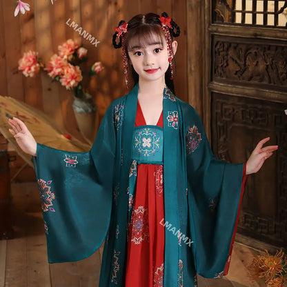 Ancient Kids Traditional Dresses Chinese Outfit Girls Costume Folk Dance Performance Hanfu Dress for Children