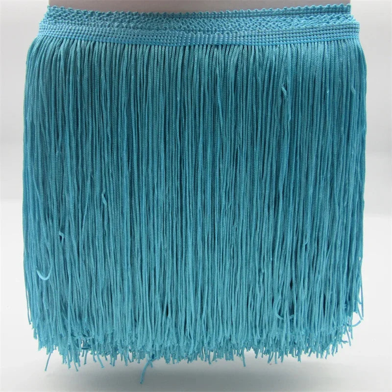 New 10Meters 20cm Wide Lace Fringe Trim Tassel Fringe Trimming For Latin Dress Stage Clothes Accessories Lace Ribbon Tassel