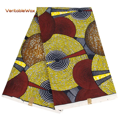 Veritablewax Fan Pattern African Fabric By the Yard Polyester Material For Handsewing High Quality Cloth for Party Dress A-27