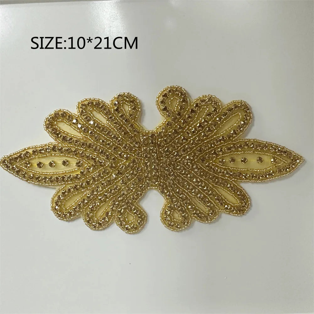 1PCS  AB Silver Rhinestone Applique flower patches Iron on/sew on wedding dress accessories For Clothes Decoration