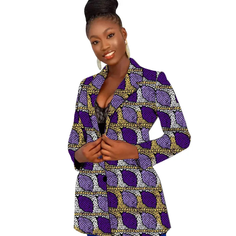 Original Design Women's Suit Jackets Colorful Print Female Ankara Blazers African Wedding Party Short Coat