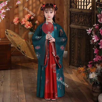 Ancient Kids Traditional Dresses Chinese Outfit Girls Costume Folk Dance Performance Hanfu Dress for Children