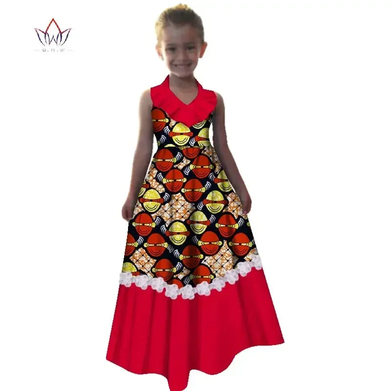 New Summer Africa Children Dress Dashiki European Root Yarn Cute Girls Dresses Sweet African Traditional Clothing WYT245