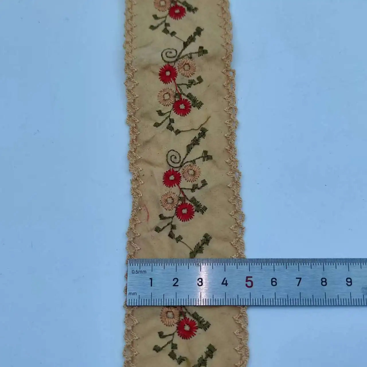 4.3-5cm Width Embroidered Flowers Lace Webbing For Needlework Dentelle Sewing Accessories, Sell by Yard