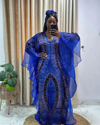 Outfits Dashiki African Dresses for Women Summer Kaftan African V-neck Polyester Plus Size Long Maxi Dress Gowns Ankara Dresses