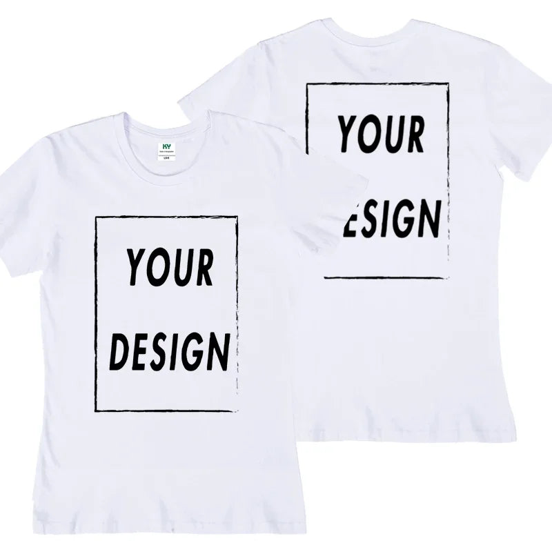 High quality T-shirt customization team for men and women. Add your own design, print, and text to the front and back of the wom