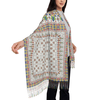 Amazigh Berber Kabyle Jewelry Scarf Wrap Women Long Winter Fall Warm Tassel Shawl Unisex Africa Ethnic Style Scarves