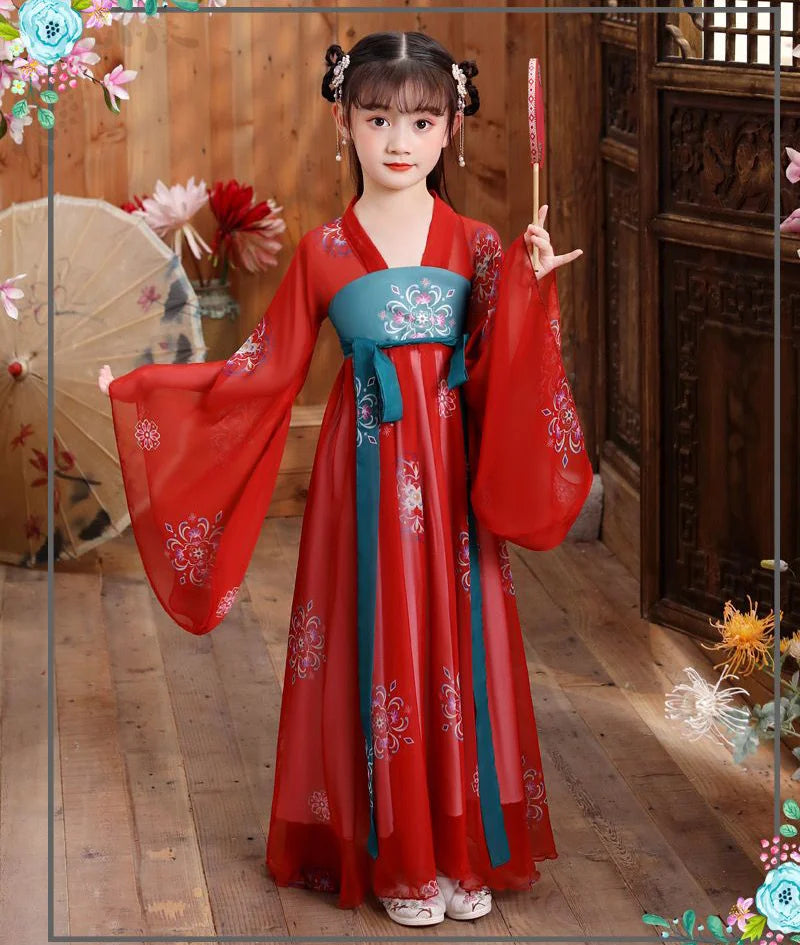 New Retro Chinese Hanfu Dress Imitation Chinese Tang Dynasty Girls Dress