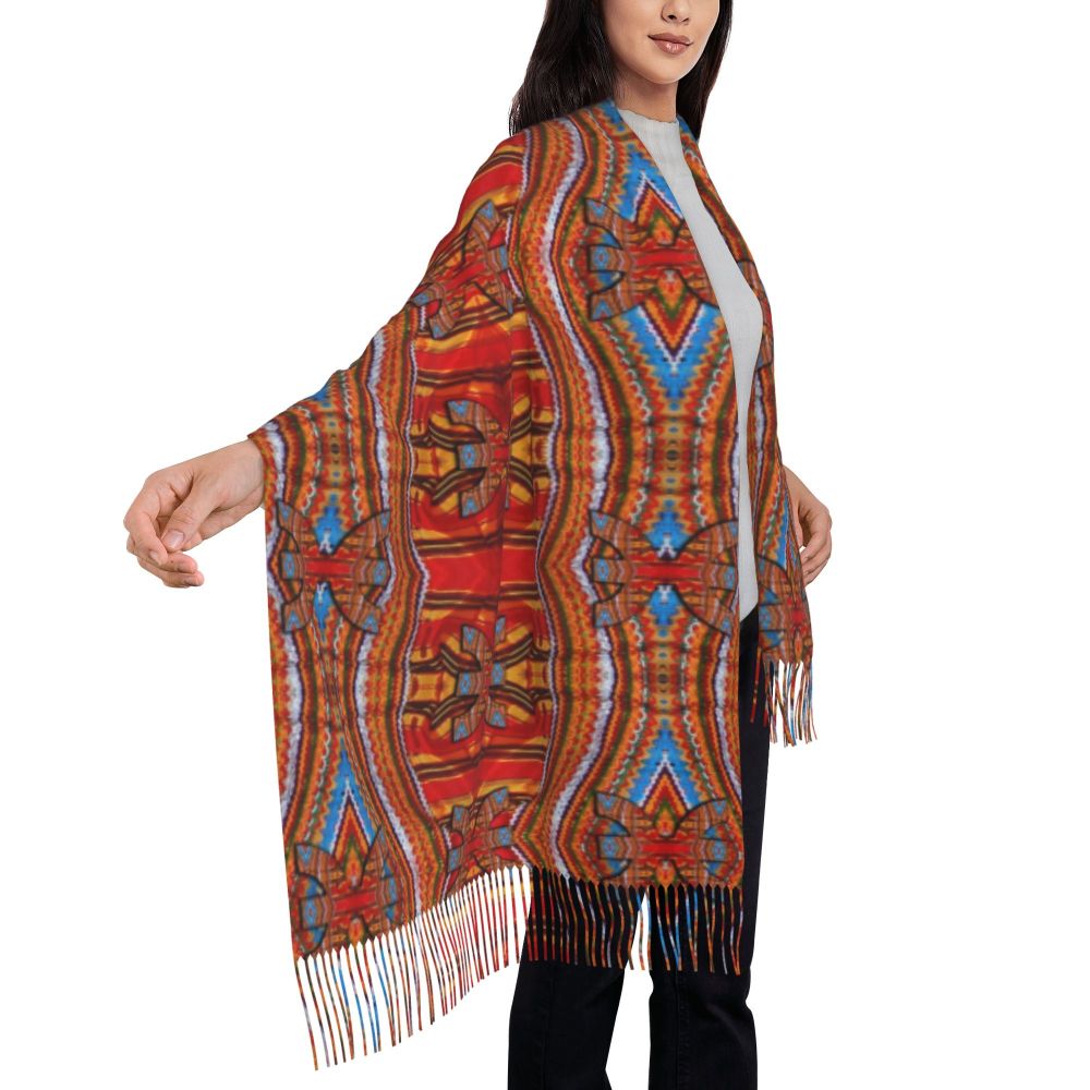 Amazigh Berber Kabyle Jewelry Scarf Wrap Women Long Winter Fall Warm Tassel Shawl Unisex Africa Ethnic Style Scarves