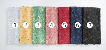 African Tulle Lace Fabric 5 Yards High Quality Nigerian Sequins Tulle Lace Fabric For Sew Wedding Dress Women Diy Cloth F3733