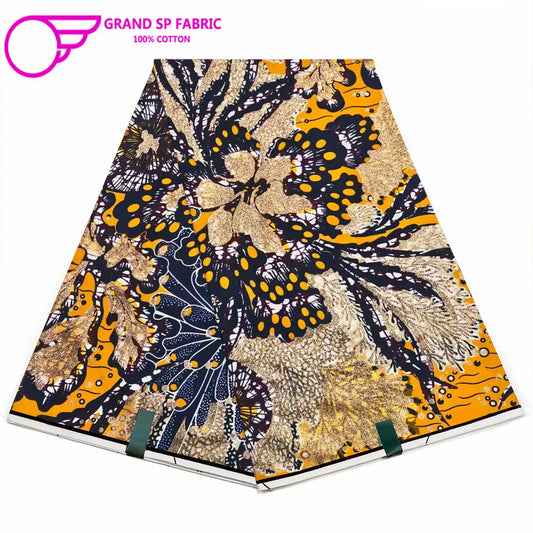 Grand Super Fabric 100% Cotton African Wax Fabric High Quality Wax Print Ankara Fabric For Sewing 6yards Women Fabric FF-14-87