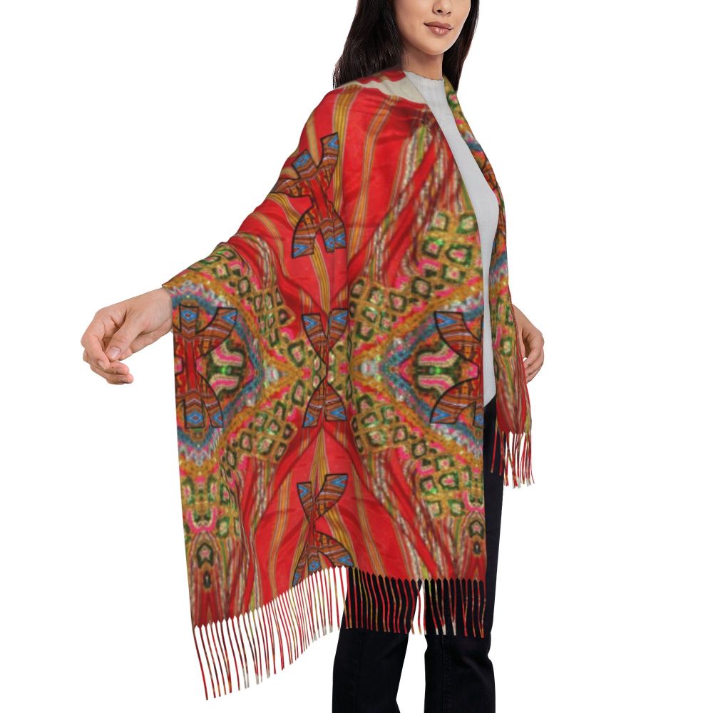 Amazigh Berber Kabyle Jewelry Scarf Wrap Women Long Winter Fall Warm Tassel Shawl Unisex Africa Ethnic Style Scarves