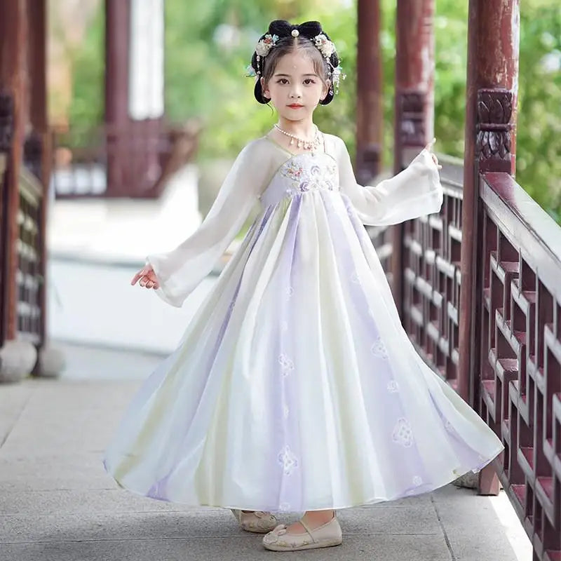 Chinese Kids Hanfu Dress Cute Girl Carnival Cosplay Costume Ancient Traditional Child Hanfu Dance Perform Dress Christmas Gift