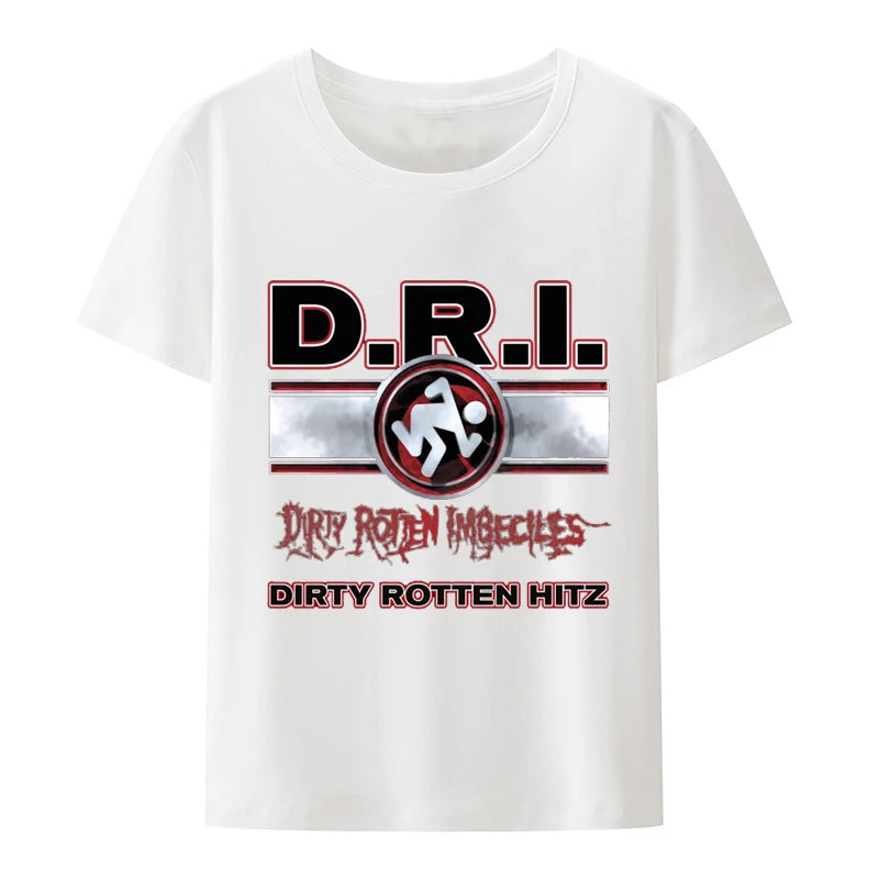 D.R.I. Dirty Rotten Imbeciles Band T-Shirt - Skanker Logo Men's Black Tee for Hip-Hop & Casual Wear