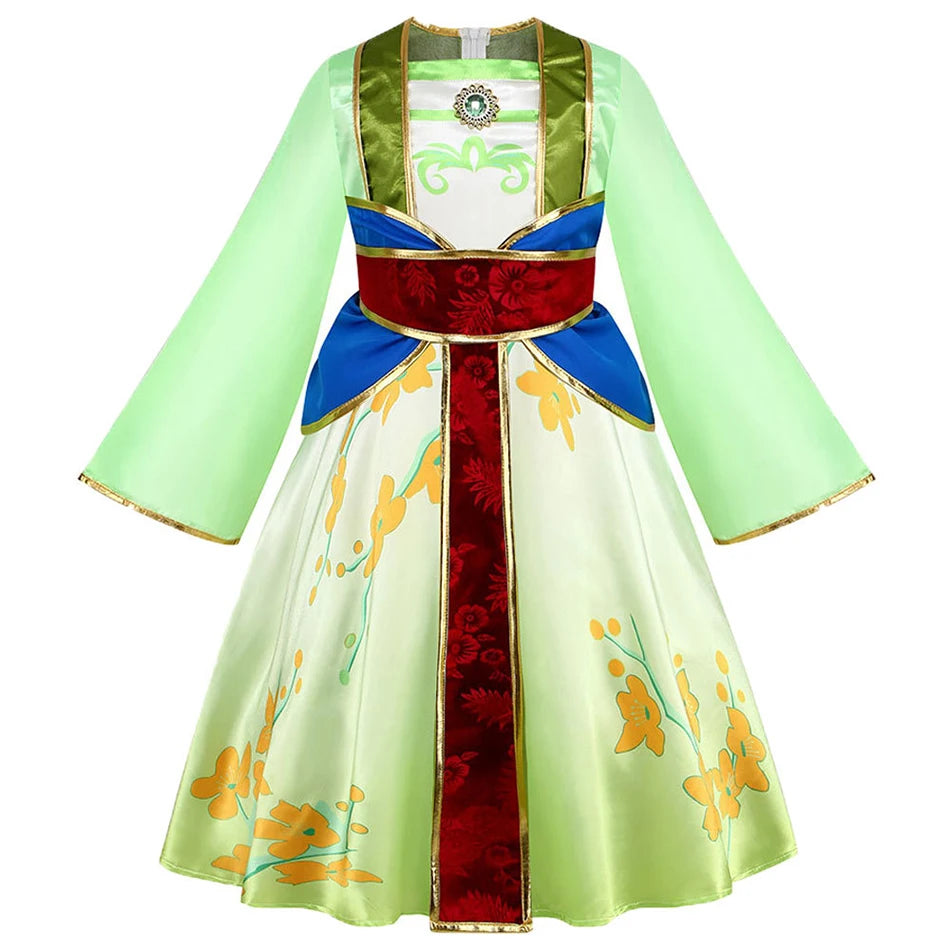 Kids Mulan Cosplay Princess Dress Girls Chinese Style Hanfu Traditional Costume Children Birthday Carnival Party Fairy Clothing