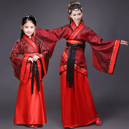 Hanfu Children 2023 Chinese Costume Kids Flower Girl Dresses Traditonal Stage Wear Women Dance Costume Adult Fairy Dress