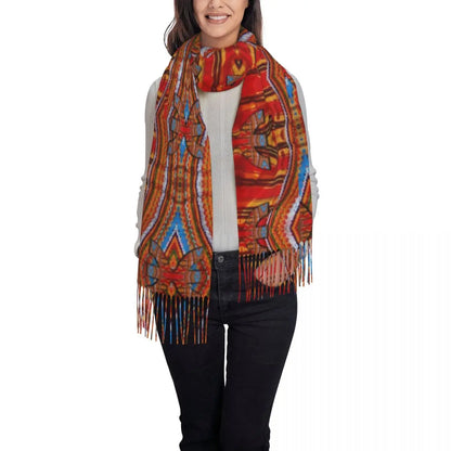 Amazigh Berber Kabyle Jewelry Scarf Wrap Women Long Winter Fall Warm Tassel Shawl Unisex Africa Ethnic Style Scarves