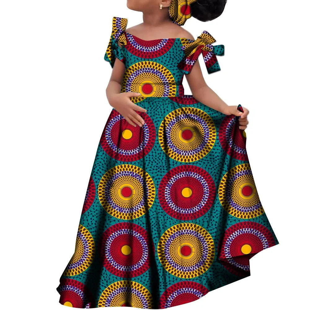 Fashion Women Ankara Dresses Flash Neck Puff Sleeve Long Dress African Girl Dress Robe Africaine Femme Evening Mermaid Dress