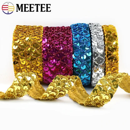 2/5/10M 15/20/35mm Sequin Ribbons Lace Trim for Sewing Wedding Party Laces Fabric Garment Decor Band DIY Supplies Accessories