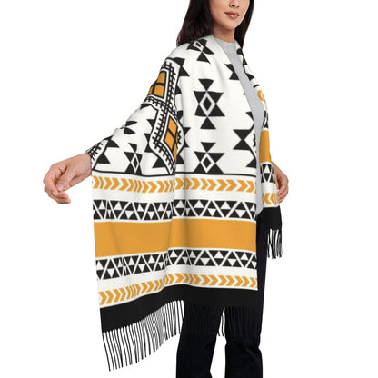 Amazigh Foutha Kabyle Scarf Wrap Women Long Winter Warm Tassel Shawl Unisex Mediterranean Geometric Scarves