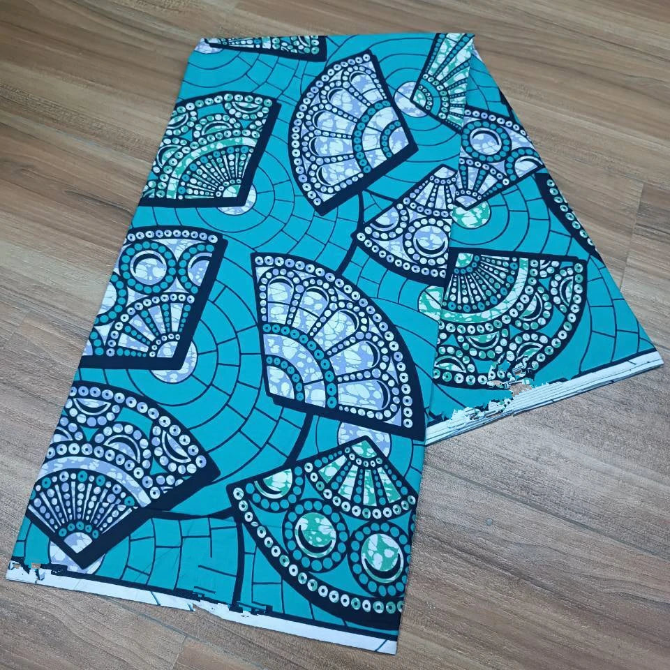 2019 Green Ankara African Wax Prints 100% cottonr Fabric Binta Real Wax High Quality 6 yard African Fabric for Party Dress