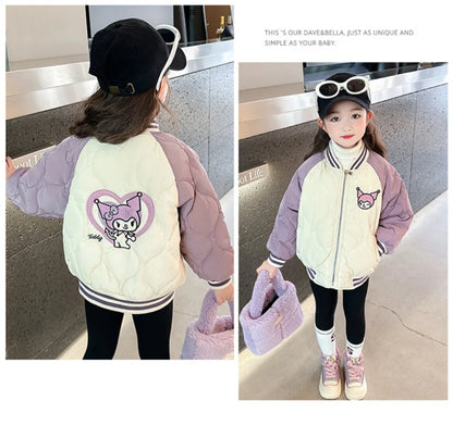 Girly Heart Kawaii Sanrio Kuromi Soft Baseball Jacket – Cute Anime Cartoon Coat for Kids, Y2K Style Gift