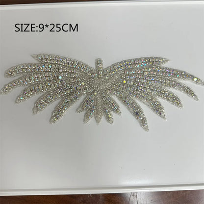 1PCS  AB Silver Rhinestone Applique flower patches Iron on/sew on wedding dress accessories For Clothes Decoration