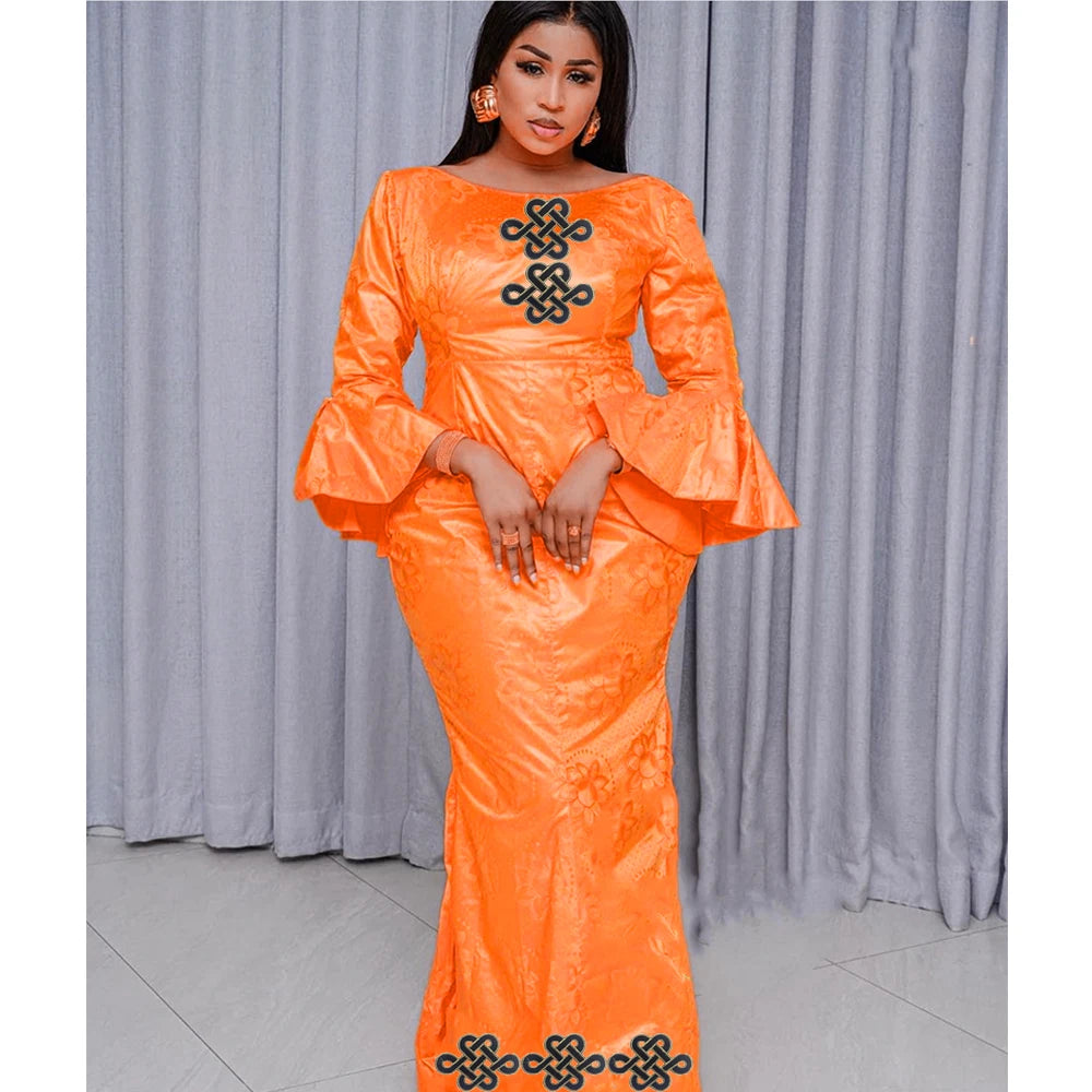 African Party Dresses African Fashion Designer Clothing Traditional Bride Robe For Nigeria Party Wedding Evening Bazin Rich