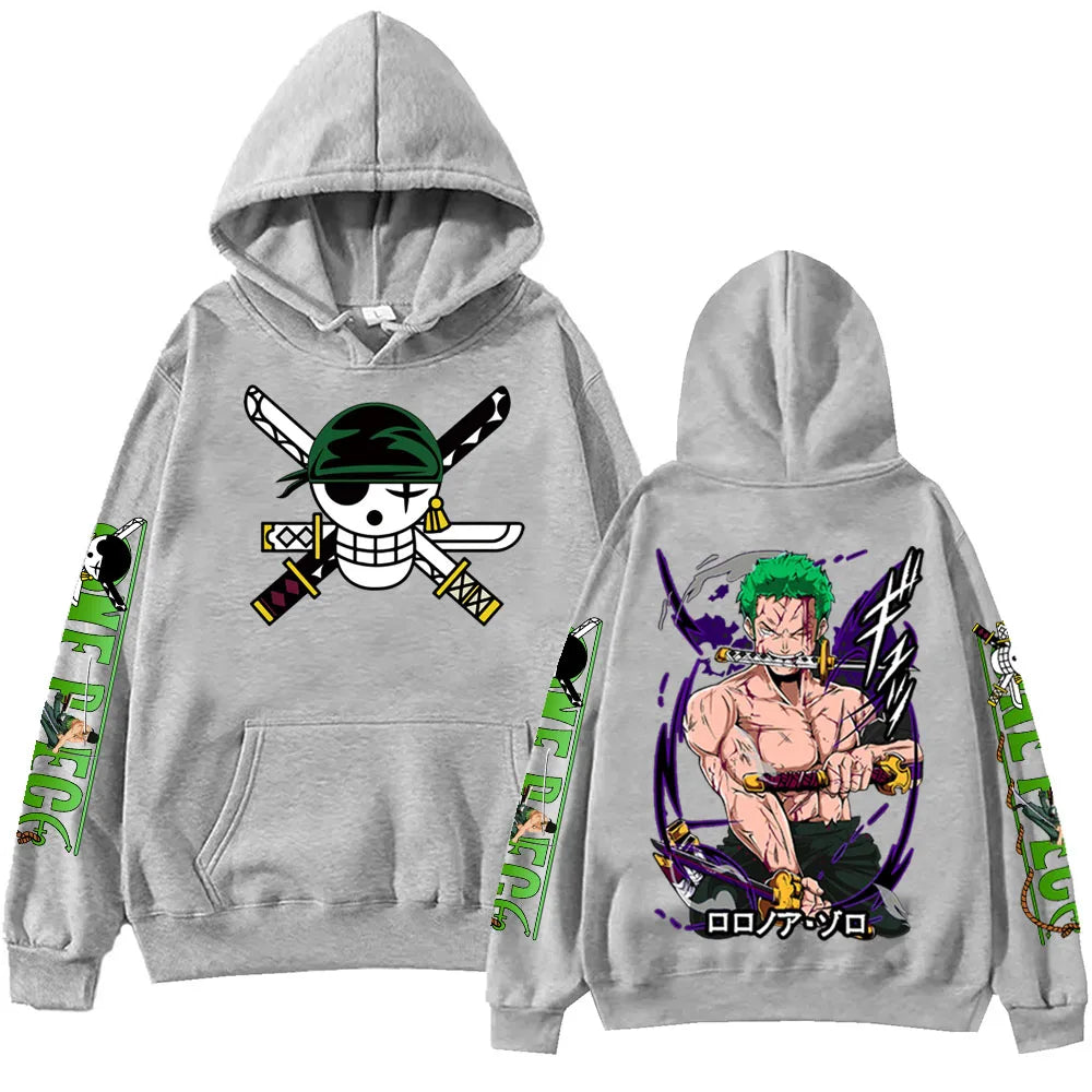 Anime One-Piece Zoro Hoodie Harajuku Hip Hop Pullover Tops Fans Gift