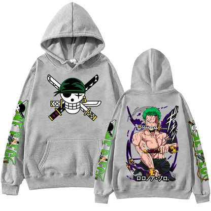 Anime One-Piece Zoro Hoodie Harajuku Hip Hop Pullover Tops Fans Gift