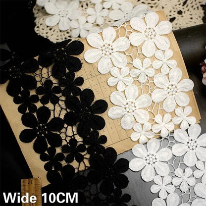 10CM Wide High Quality Exquisite Lace Cotton Embroidery Ribbon Lace Trim Skirt Sewing Accessories Clothing Decorative Materials