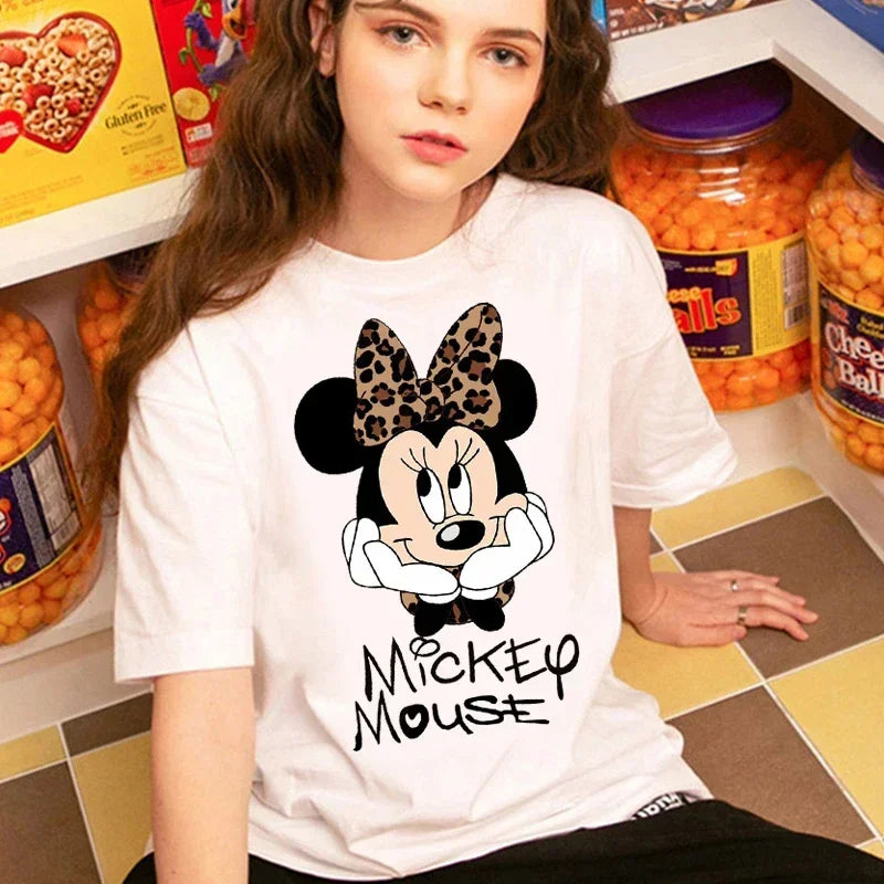 Kawaii Womens T-shirts Mickey Anime Blouses Y2k Clothing Graphic T Shirts Clothes Harajuku Oversized T Shirt Tops Harajuku