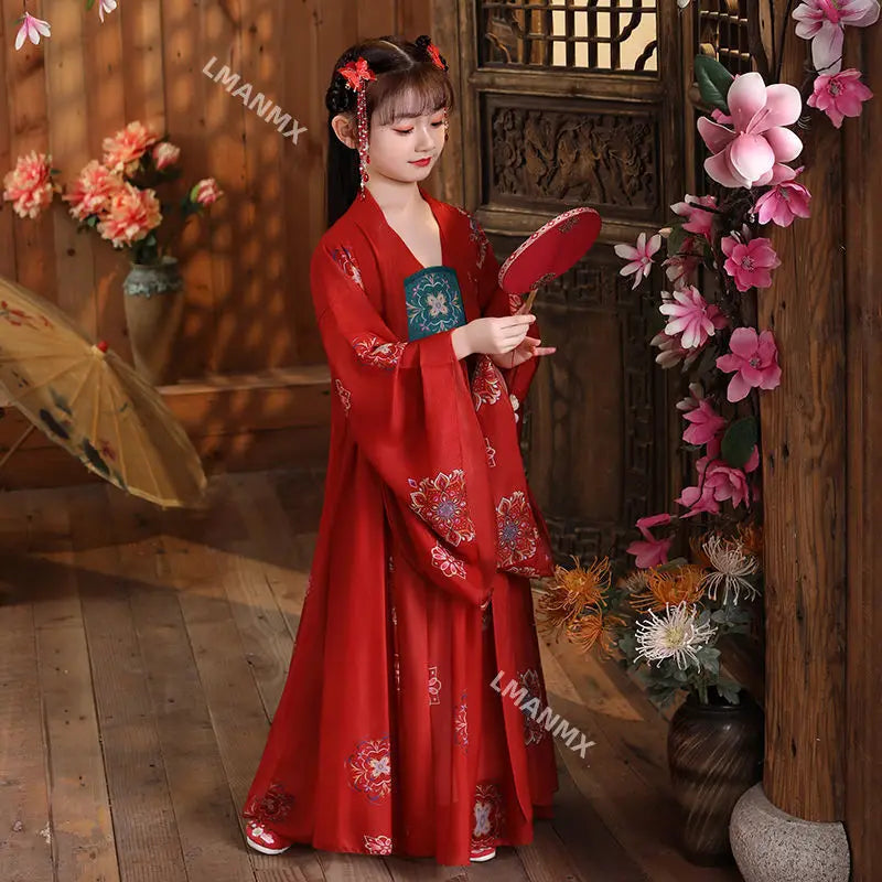 Ancient Kids Traditional Dresses Chinese Outfit Girls Costume Folk Dance Performance Hanfu Dress for Children