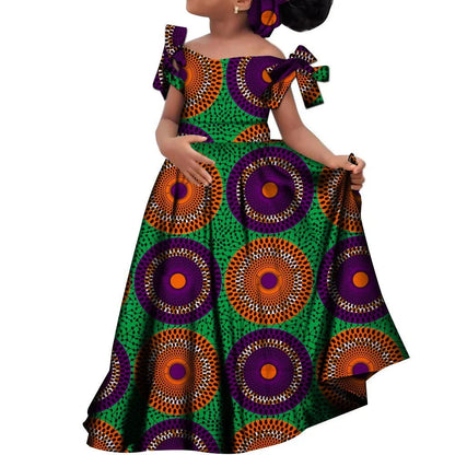 Fashion Women Ankara Dresses Flash Neck Puff Sleeve Long Dress African Girl Dress Robe Africaine Femme Evening Mermaid Dress