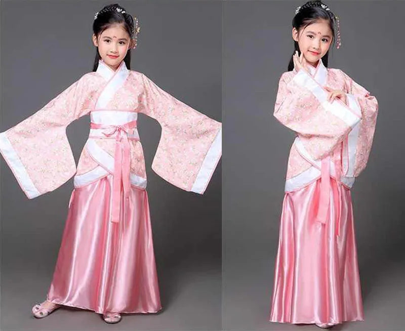 Hanfu Children 2023 Chinese Costume Kids Flower Girl Dresses Traditonal Stage Wear Women Dance Costume Adult Fairy Dress